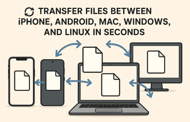 🔄 How to Transfer Files Between iPhone, Android, Mac, Windows, and Linux in Seconds